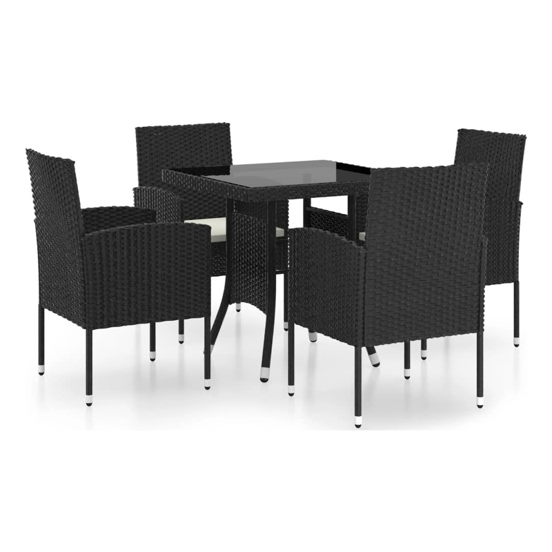 vidaXL Garden Dining Set in Black/Cream White