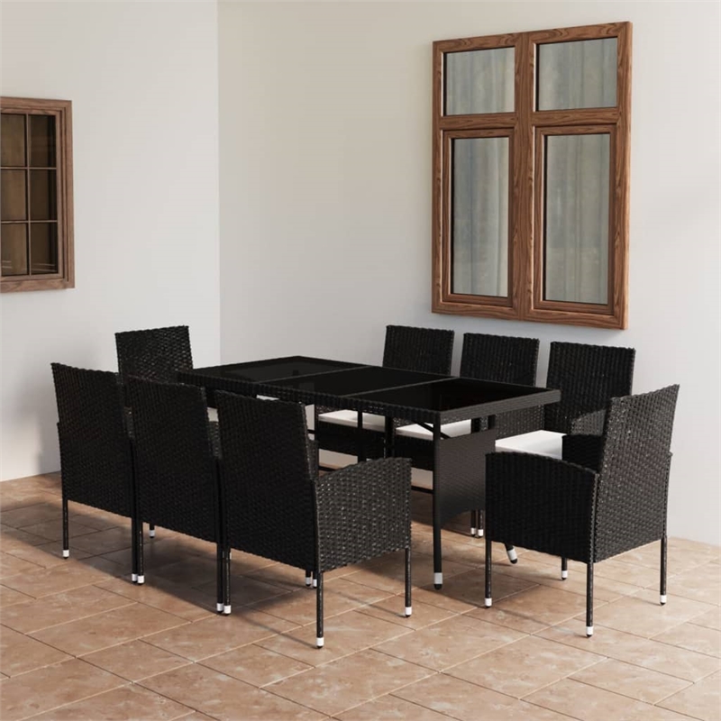 vidaXL Garden Dining Set in Black/Cream White