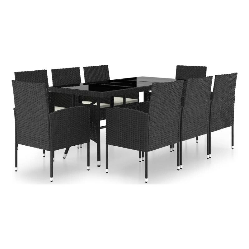 vidaXL Garden Dining Set in Black/Cream White