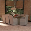 vidaXL Dining Set in Brown and Dark Gray PE Rattan/Glass/Powder-Coated Steel