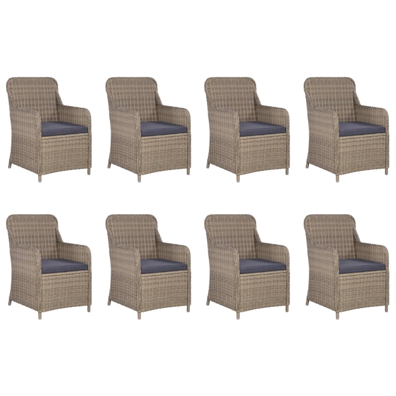 vidaXL Dining Set in Brown and Dark Gray PE Rattan/Glass/Powder-Coated Steel