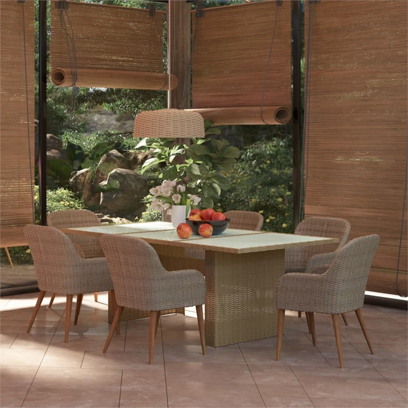 vidaXL Dining Set in Brown and Dark Gray
