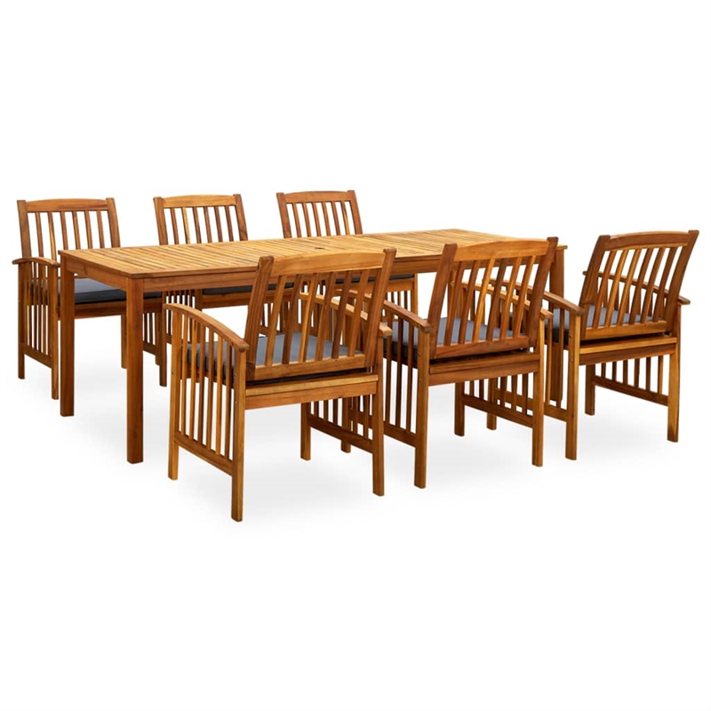 vidaXL Garden Dining Set in Dark Gray Cushions and Natural Wood
