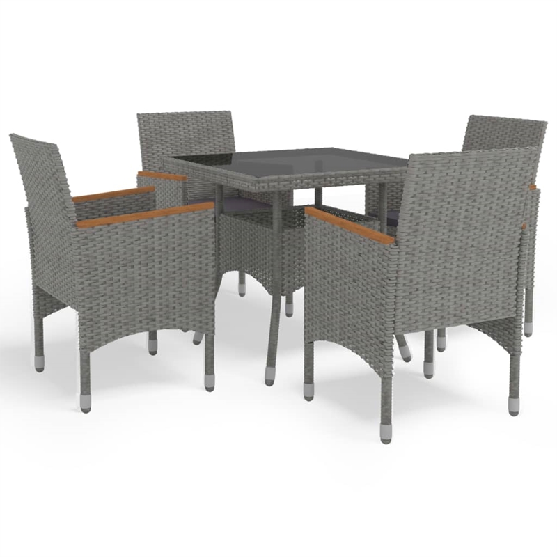 vidaXL 5 Piece Dining Set in Gray/Black/Brown