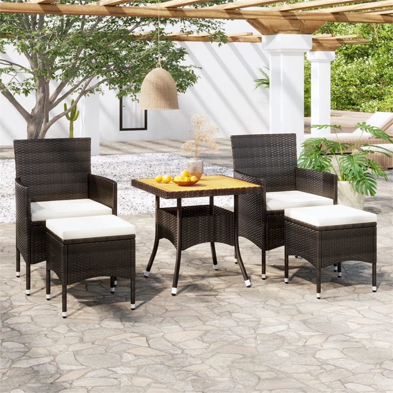 vidaXL Garden Dining Set in Black/Cream White
