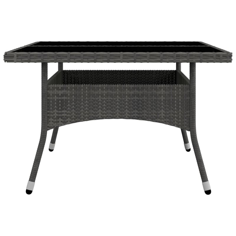 vidaXL Dining Set in Gray Poly Rattan/Tempered Glass/Powder-Coated Steel
