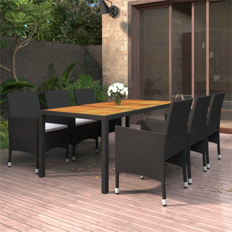vidaXL Garden Dining Set in Black/Cream White