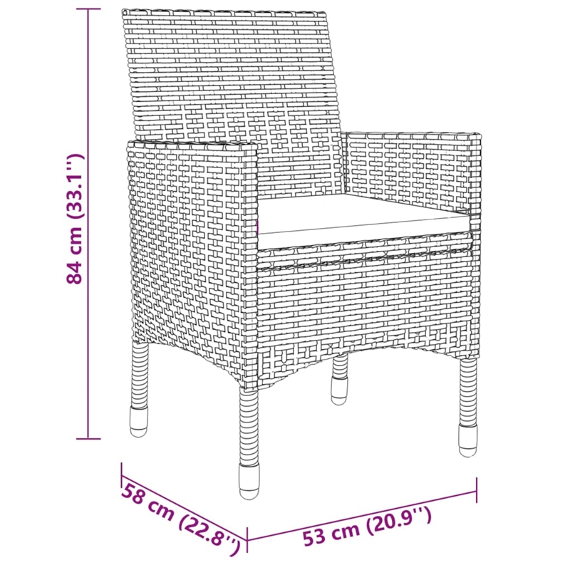 vidaXL Garden Dining Set in Black/Cream White