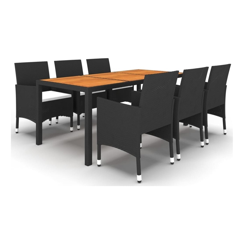 vidaXL Garden Dining Set in Black/Cream White