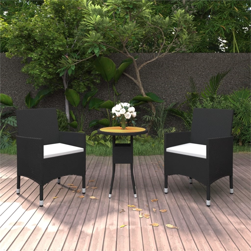 vidaXL Garden Dining Set in Black/Cream White
