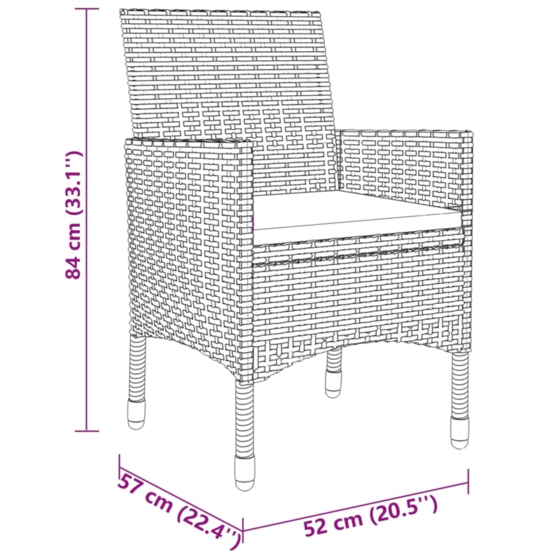 vidaXL Garden Dining Set in Black/Cream White