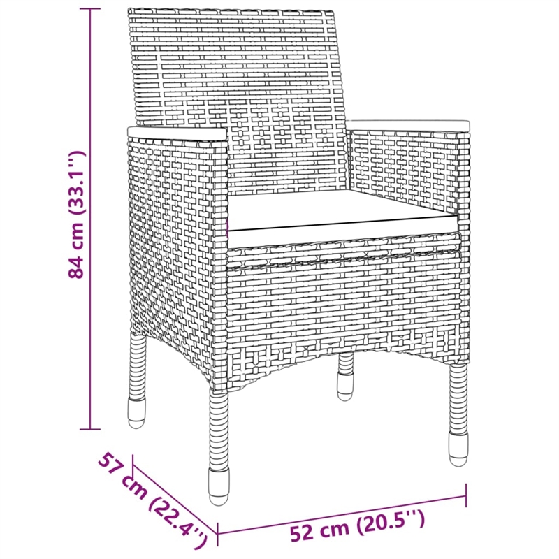 vidaXL Garden Dining Set in Black/Cream White