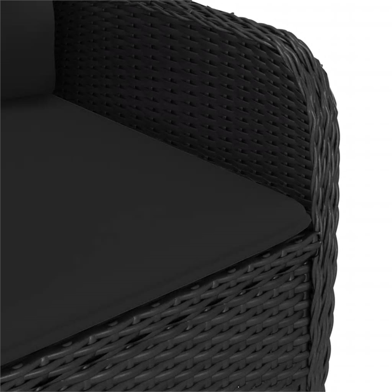 vidaXL Garden Dining Set in Black Poly Rattan/Steel/Glass/Fabric
