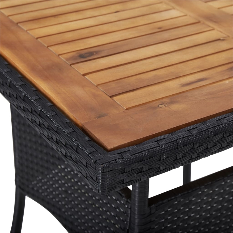 vidaXL Garden Dining Set in Black Poly Rattan/Acacia Wood/Steel