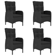 vidaXL Garden Dining Set in Black Poly Rattan/Acacia Wood/Steel