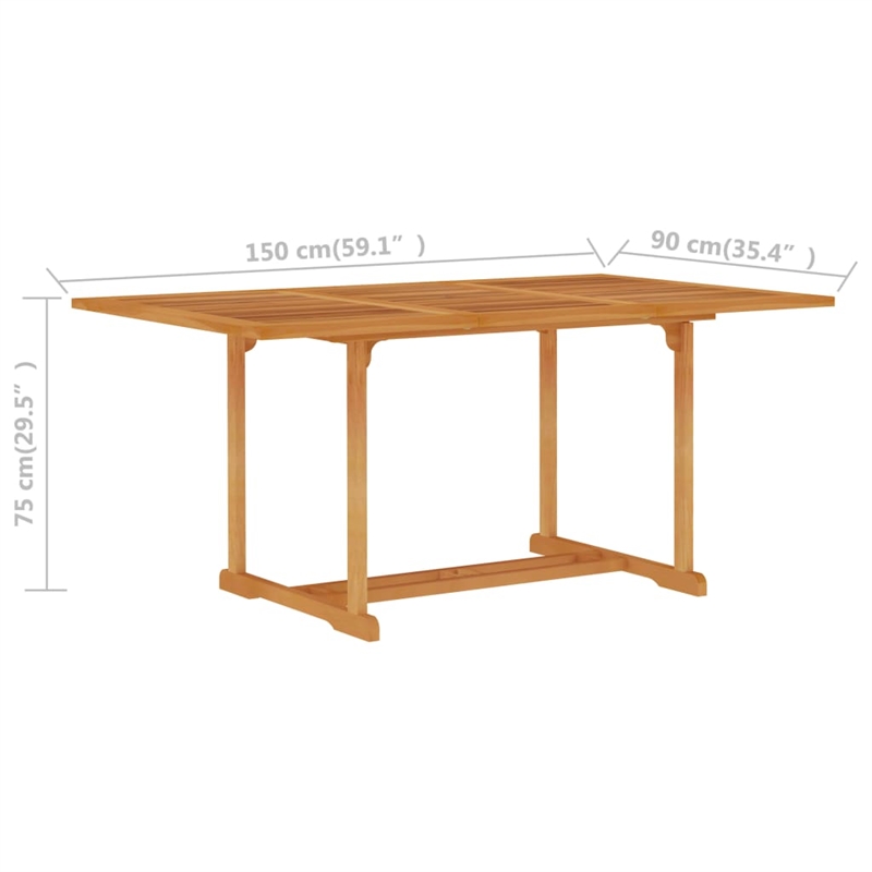 vidaXL Finely Sanded Teak Hardwood Garden Dining Set in Warm Brown