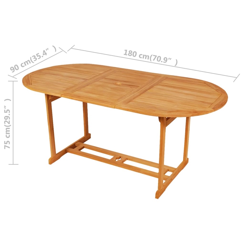 vidaXL Garden Dining Set in Gray Cushions/Natural Teak Wood