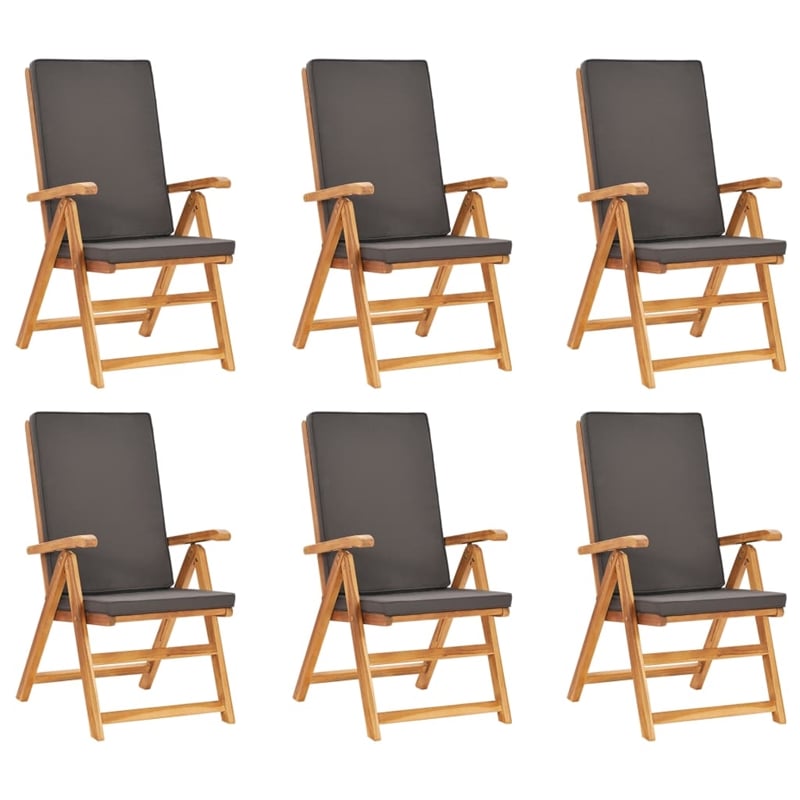 vidaXL Garden Dining Set in Gray Cushions/Natural Teak Wood