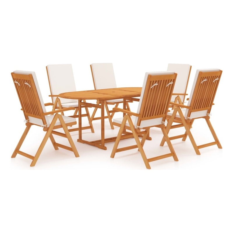 vidaXL Garden Dining Set in Cream White/Teak