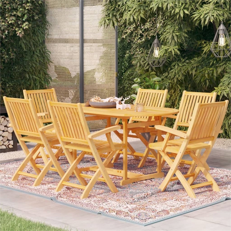 vidaXL Garden 7 Piece Sturdy Dining Set in Warm Brown