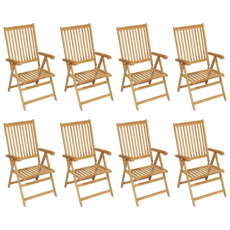 vidaXL Solid Teak Wood Large Foldable Garden Dining Set Warm Teak in Brown
