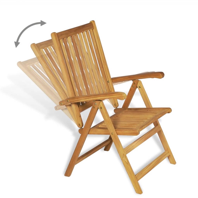 vidaXL Solid Teak Wood Large Foldable Garden Dining Set Warm Teak in Brown