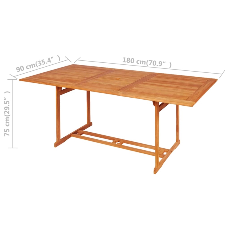 vidaXL Solid Teak Wood Large Foldable Garden Dining Set Warm Teak in Brown
