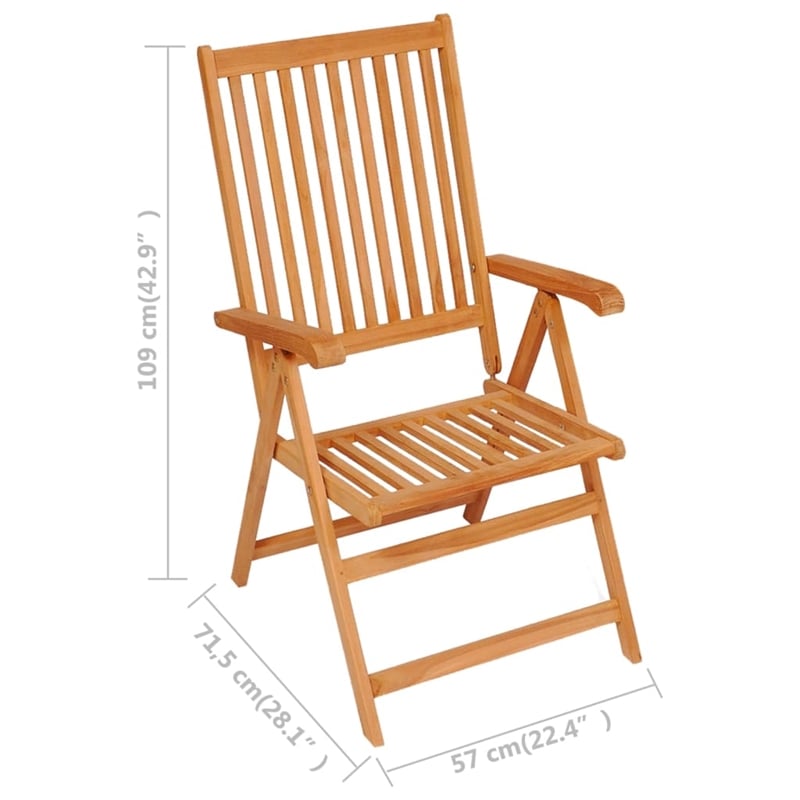 vidaXL Solid Teak Wood Large Foldable Garden Dining Set Warm Teak in Brown