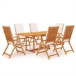 vidaXL Garden Dining Set Cream White Teak Wood/Fabric Polyester