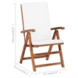 vidaXL Garden Dining Set Cream White Teak Wood/Fabric Polyester