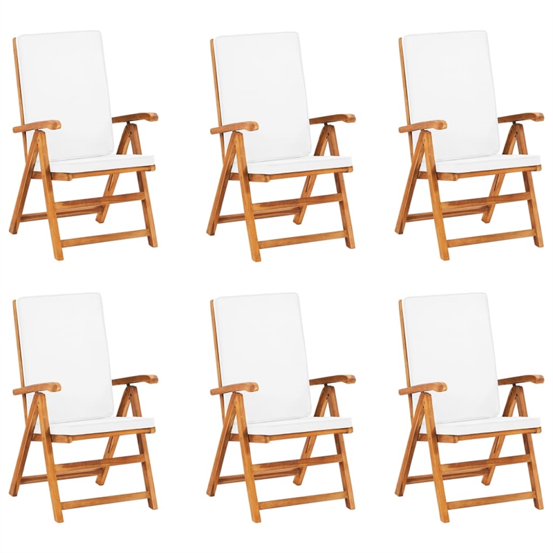 vidaXL Garden Dining Set Cream White Teak Wood/Fabric Polyester