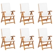 vidaXL Garden Dining Set Cream White Teak Wood/Fabric Polyester