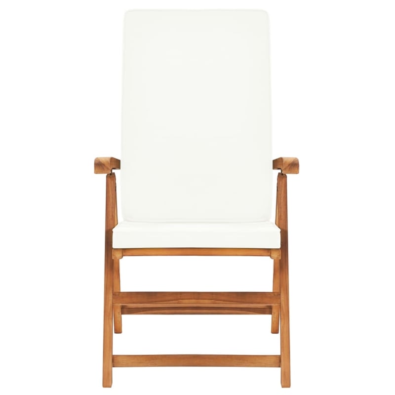 vidaXL Garden Dining Set Cream White Teak Wood/Fabric Polyester