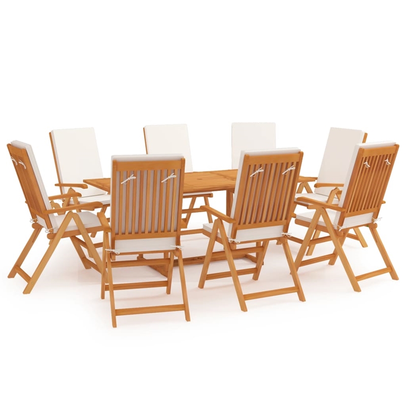 vidaXL Garden Dining Set Cream White/Teak in Brown