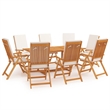 vidaXL Garden Dining Set Cream White/Teak in Brown