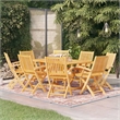 vidaXL Fine Sanded Teak Hardwood Large Garden Dining Set Natural Teak