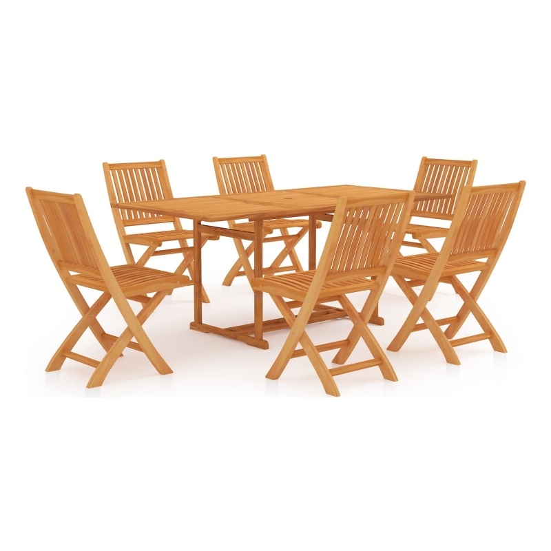 vidaXL Solid Teak Wood Large Durable Garden Dining Set in Warm Brown