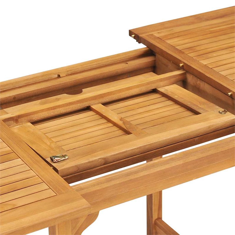 vidaXL Solid Teak Wood Medium Extendable Garden Dining Set in Warm Brown