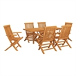 vidaXL Solid Teak Wood Medium Extendable Garden Dining Set in Warm Brown