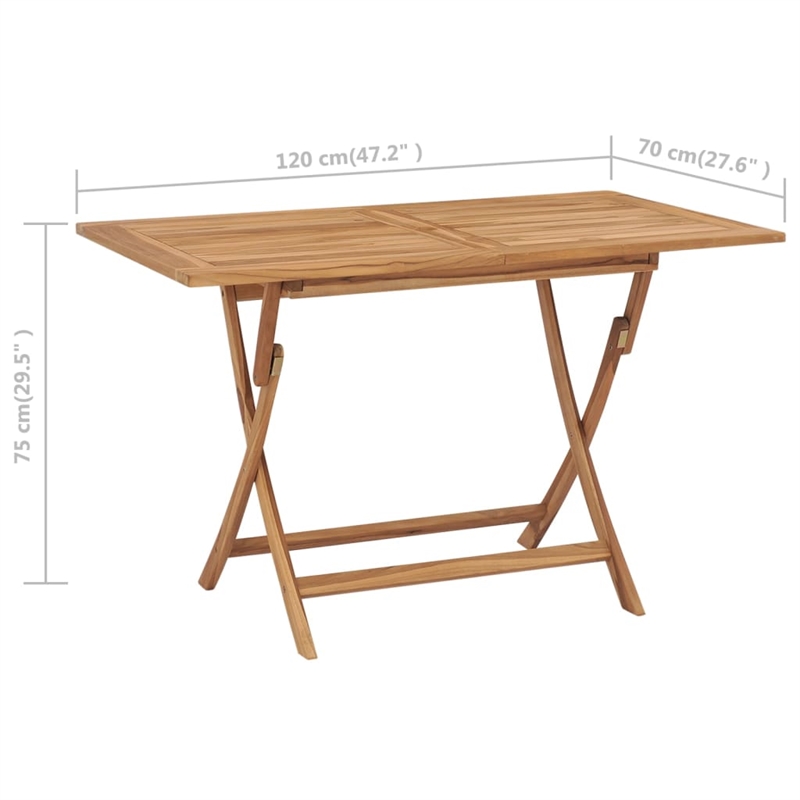 vidaXL Solid Teak Wood Medium Foldable Garden Dining Set in Warm Brown