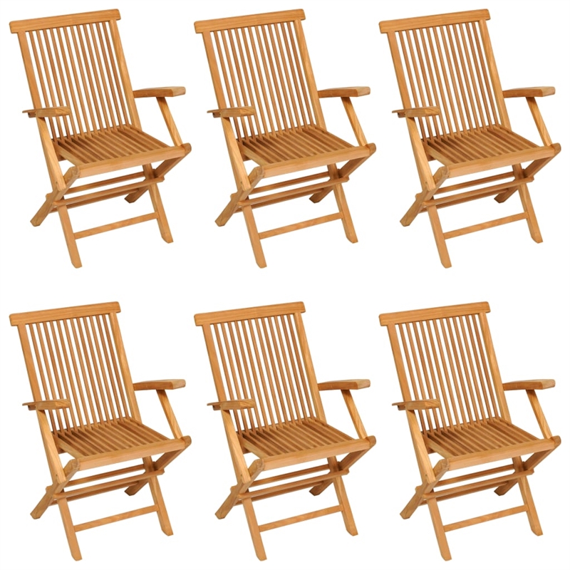 vidaXL Solid Teak Wood Medium Foldable Garden Dining Set in Warm Brown