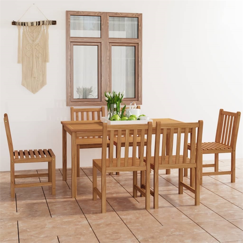 vidaXL Solid Teak Wood Garden Dining Set in Warm Teak