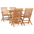 vidaXL 5 Piece Solid Teak Wood Foldable Outdoor Dining Set in Teak