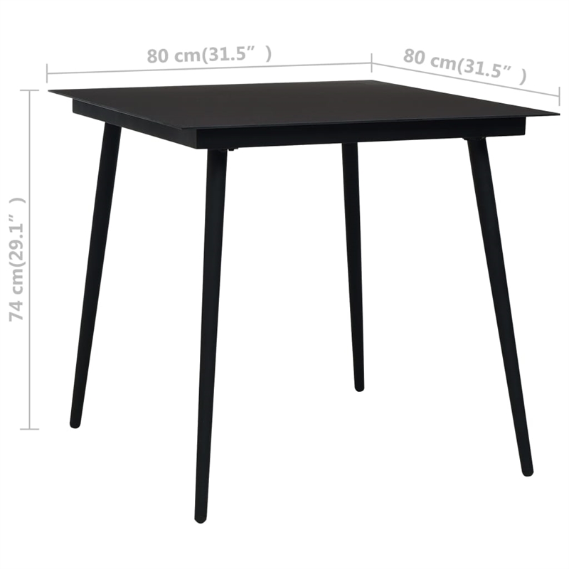 vidaXL 5 Piece PE Rattan/Aluminum/Steel Dining Set in Black