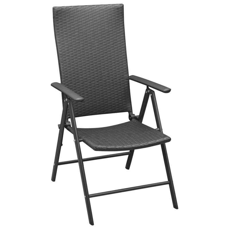 vidaXL 5 Piece PE Rattan/Aluminum/Steel Dining Set in Black
