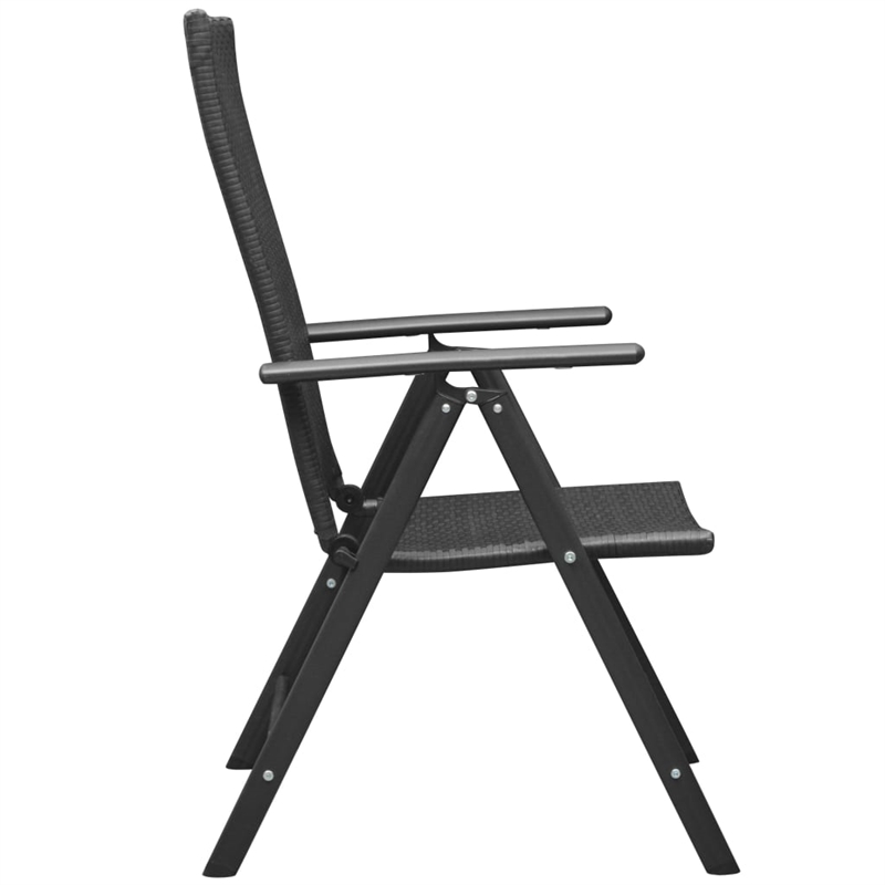 vidaXL 5 Piece PE Rattan/Aluminum/Steel Dining Set in Black
