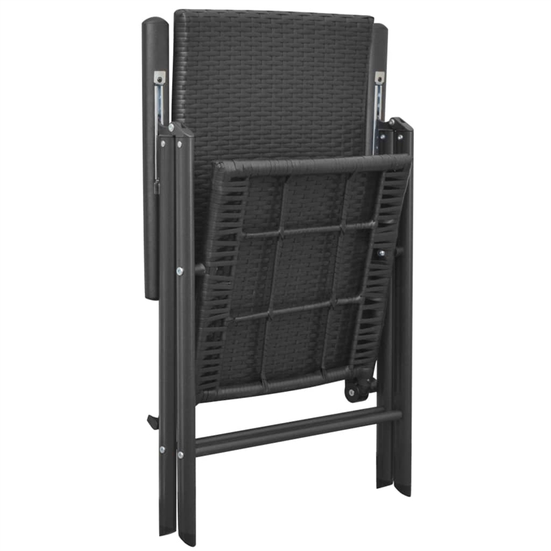 vidaXL 5 Piece PE Rattan/Aluminum/Steel Dining Set in Black