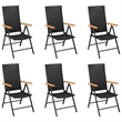 vidaXL PE Rattan/WPC/Glass/Aluminum Dining Set in Black/Brown
