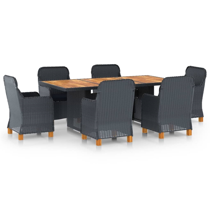 vidaXL Outdoor Dining Set in Dark Gray/Black Cushion