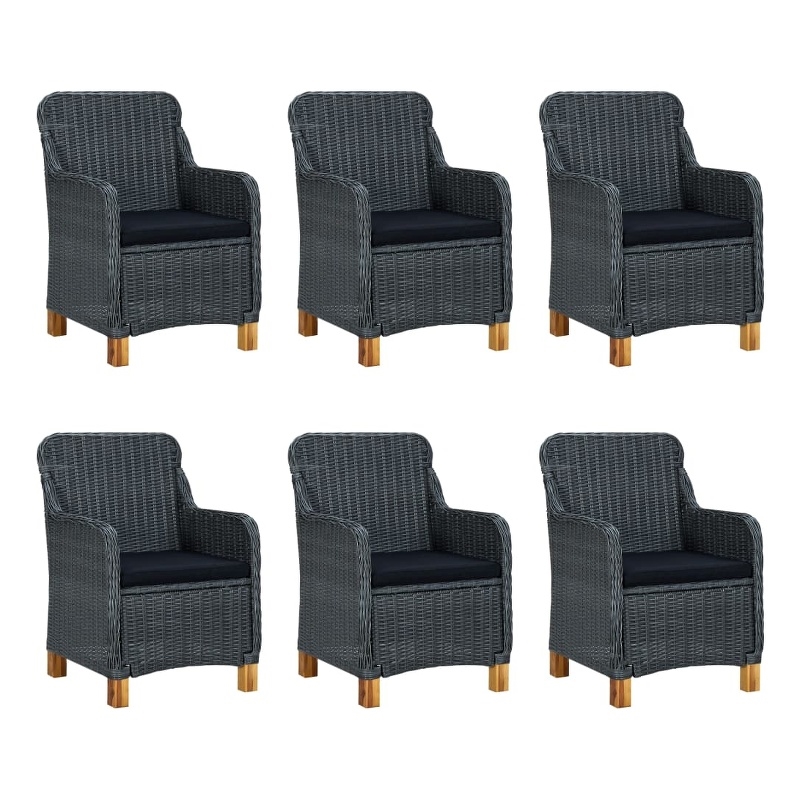 vidaXL Outdoor Dining Set in Dark Gray/Black Cushion